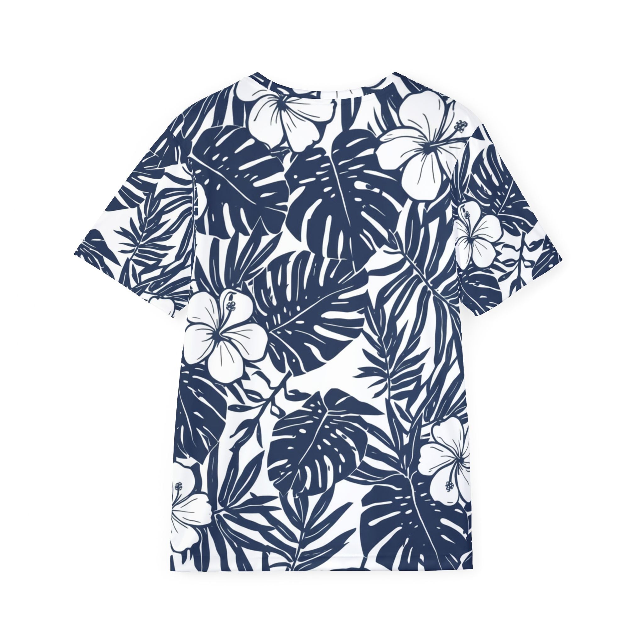 Tropical Hibiscus Athletic Jersey — Navy All-Over-Print