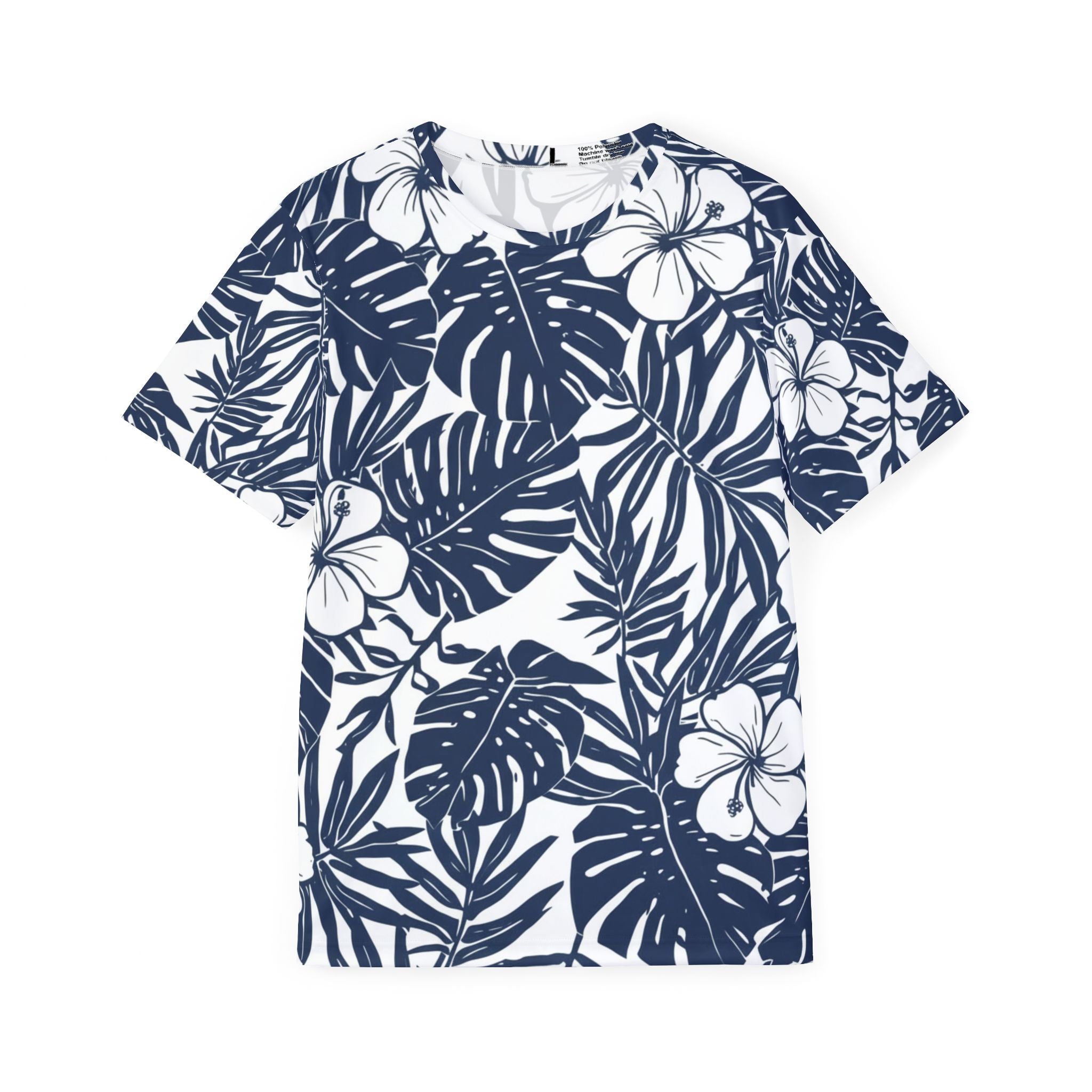 Tropical Hibiscus Athletic Jersey — Navy All-Over-Print