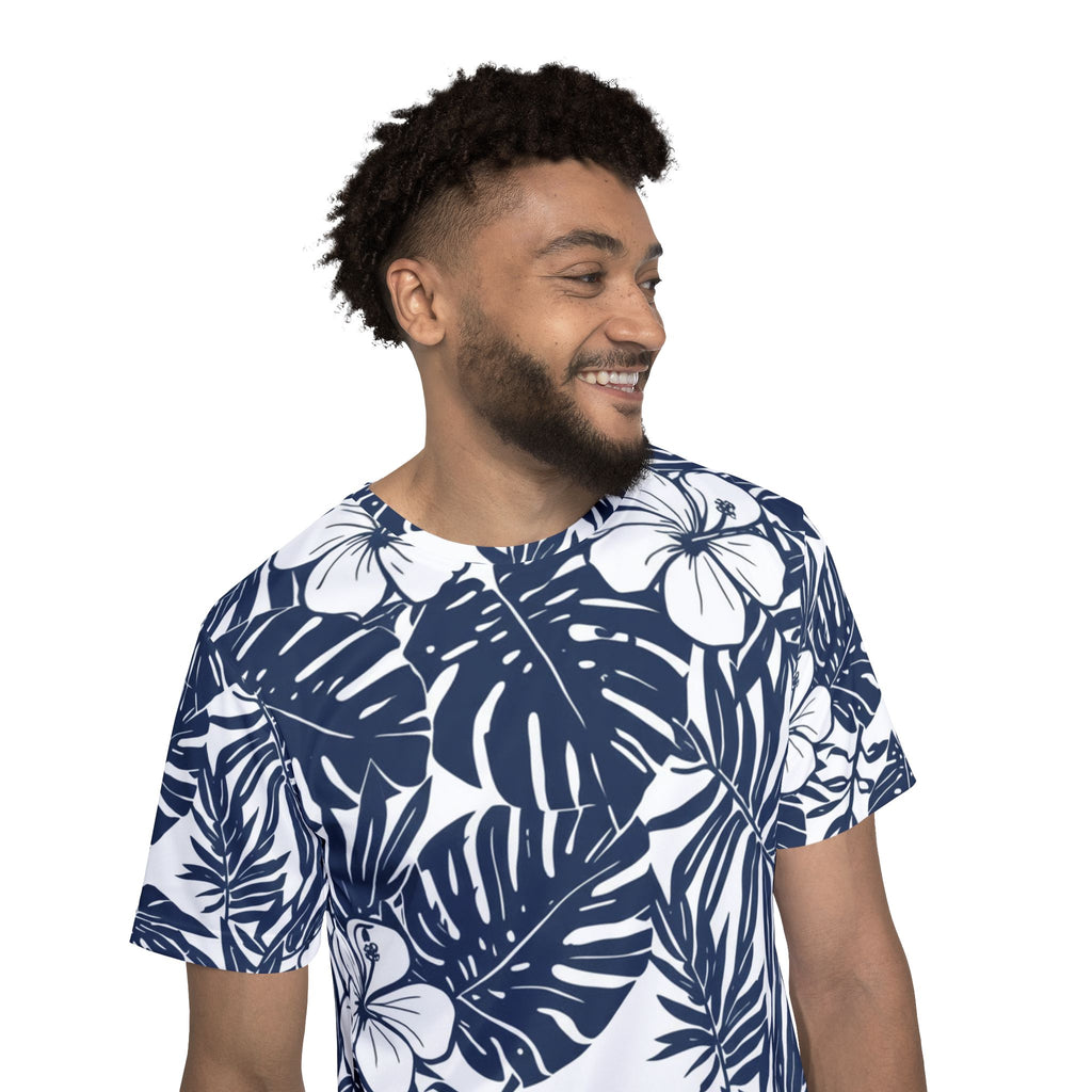 Tropical Hibiscus Athletic Jersey — Navy All-Over-Print