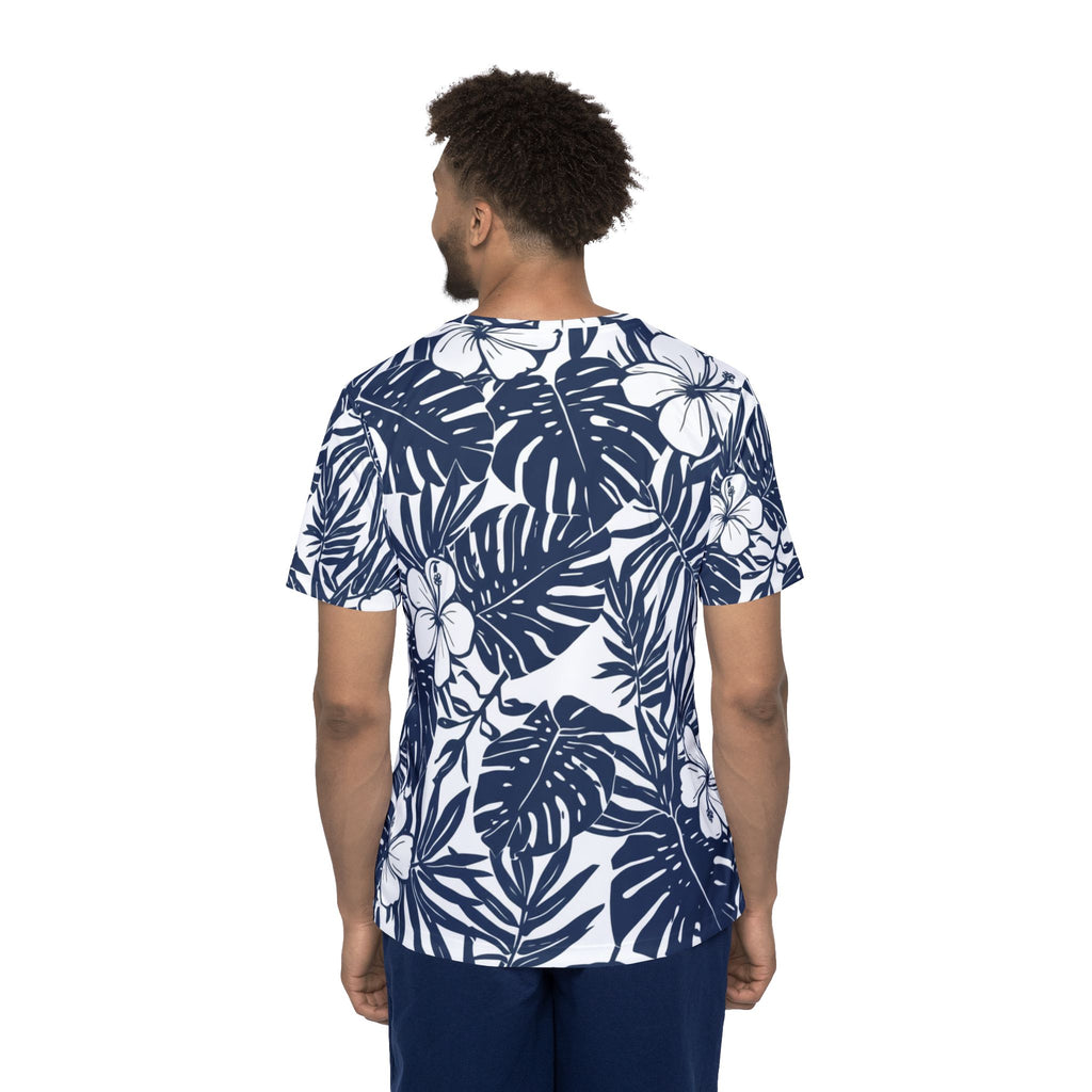 Tropical Hibiscus Athletic Jersey — Navy All-Over-Print