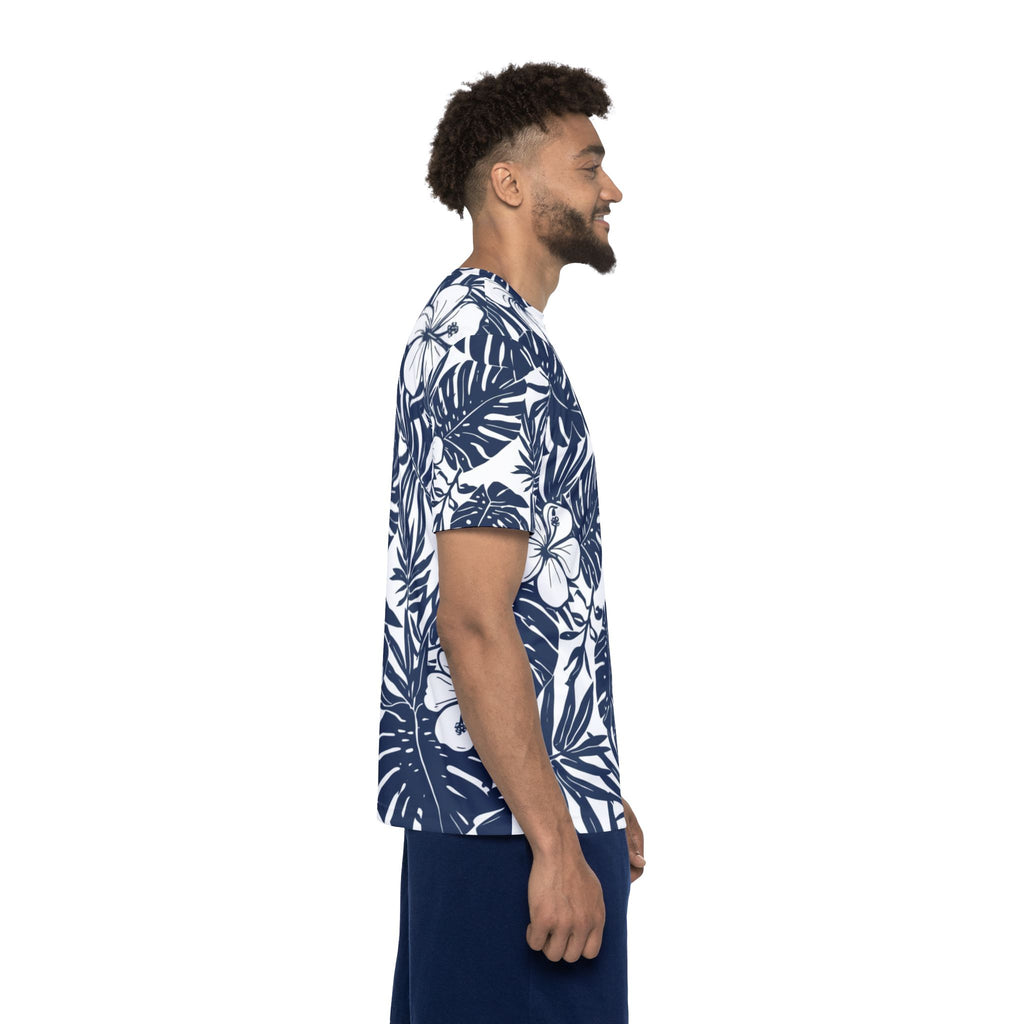 Tropical Hibiscus Athletic Jersey — Navy All-Over-Print