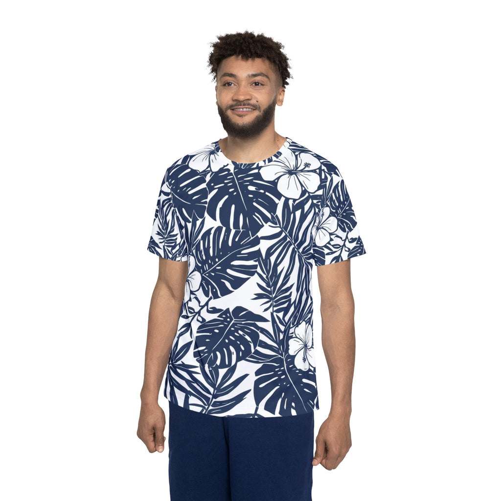 Tropical Hibiscus Athletic Jersey — Navy All-Over-Print