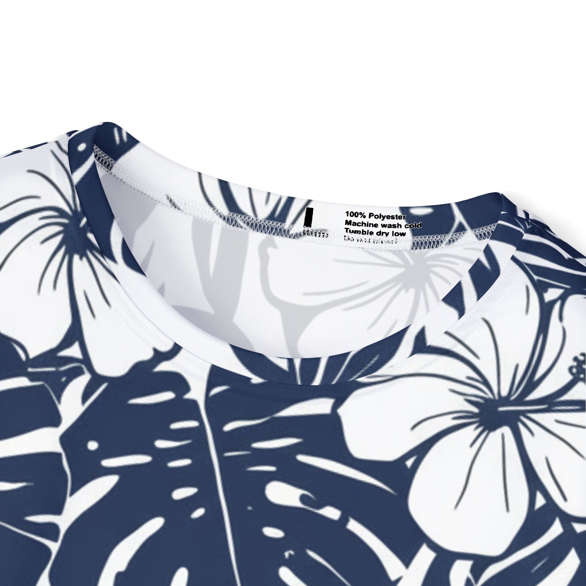 Tropical Hibiscus Athletic Jersey — Navy All-Over-Print